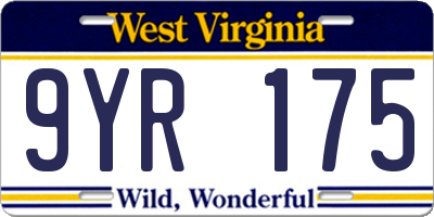 WV license plate 9YR175