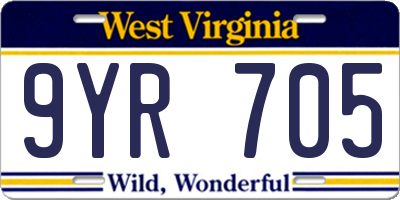 WV license plate 9YR705