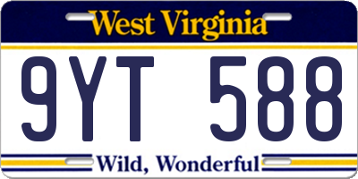 WV license plate 9YT588