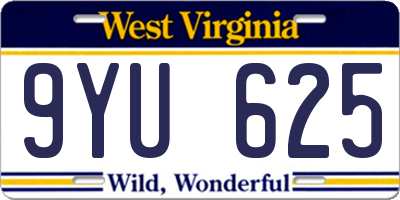 WV license plate 9YU625