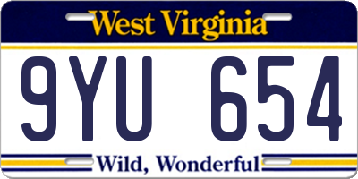 WV license plate 9YU654