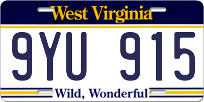 WV license plate 9YU915