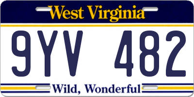 WV license plate 9YV482