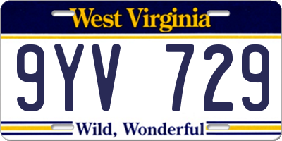 WV license plate 9YV729