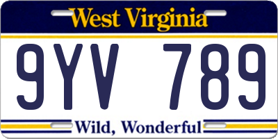 WV license plate 9YV789