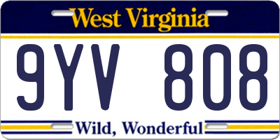 WV license plate 9YV808