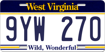 WV license plate 9YW270