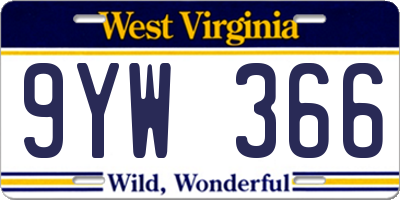 WV license plate 9YW366