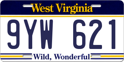 WV license plate 9YW621