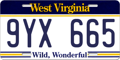 WV license plate 9YX665
