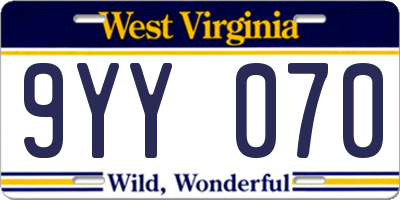 WV license plate 9YY070
