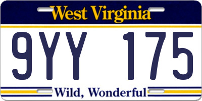 WV license plate 9YY175