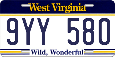 WV license plate 9YY580