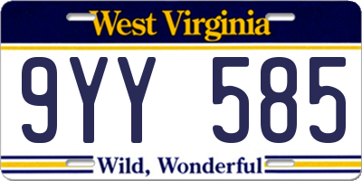 WV license plate 9YY585