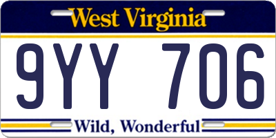 WV license plate 9YY706