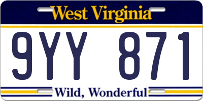 WV license plate 9YY871