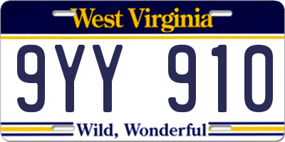 WV license plate 9YY910