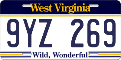 WV license plate 9YZ269