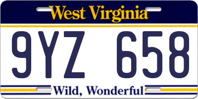 WV license plate 9YZ658