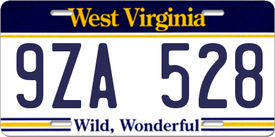 WV license plate 9ZA528