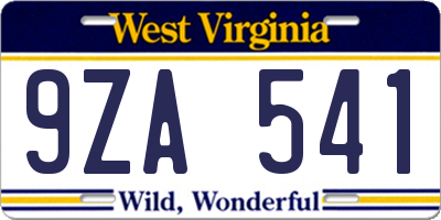 WV license plate 9ZA541
