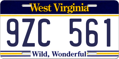 WV license plate 9ZC561