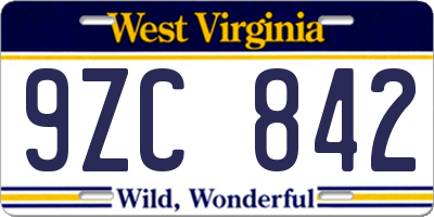 WV license plate 9ZC842