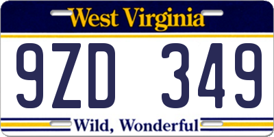 WV license plate 9ZD349