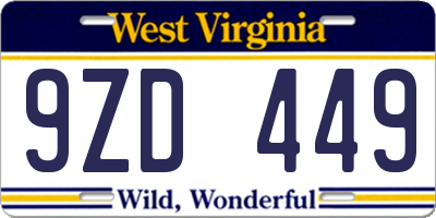 WV license plate 9ZD449
