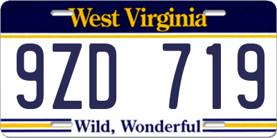 WV license plate 9ZD719