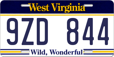 WV license plate 9ZD844