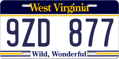 WV license plate 9ZD877