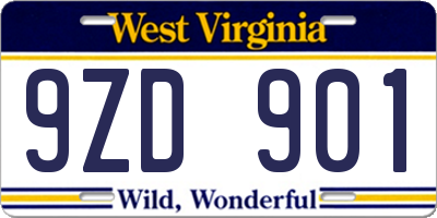 WV license plate 9ZD901