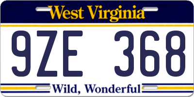 WV license plate 9ZE368