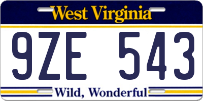 WV license plate 9ZE543