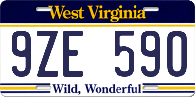 WV license plate 9ZE590