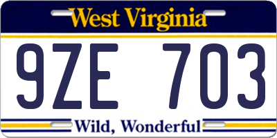 WV license plate 9ZE703