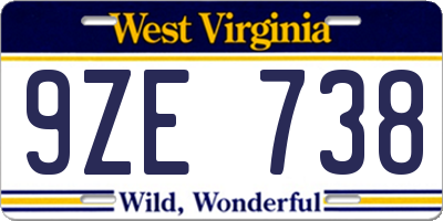 WV license plate 9ZE738