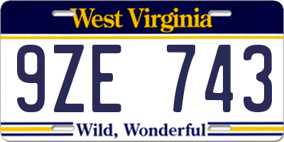 WV license plate 9ZE743