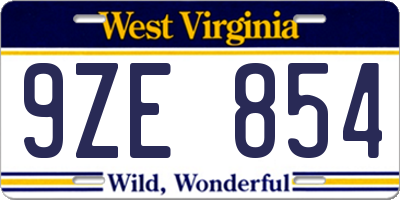 WV license plate 9ZE854