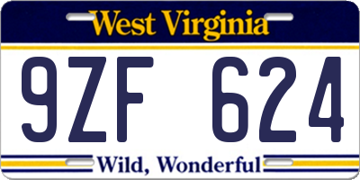 WV license plate 9ZF624
