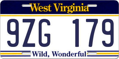 WV license plate 9ZG179