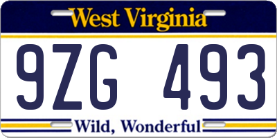 WV license plate 9ZG493