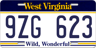 WV license plate 9ZG623
