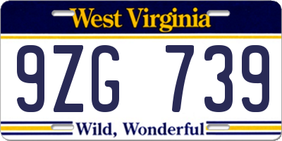 WV license plate 9ZG739