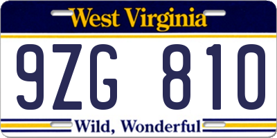 WV license plate 9ZG810