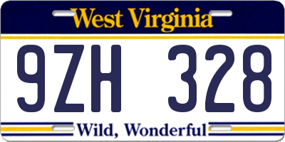 WV license plate 9ZH328