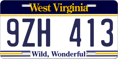 WV license plate 9ZH413