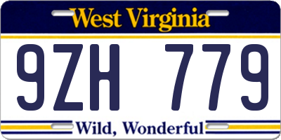 WV license plate 9ZH779
