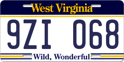 WV license plate 9ZI068